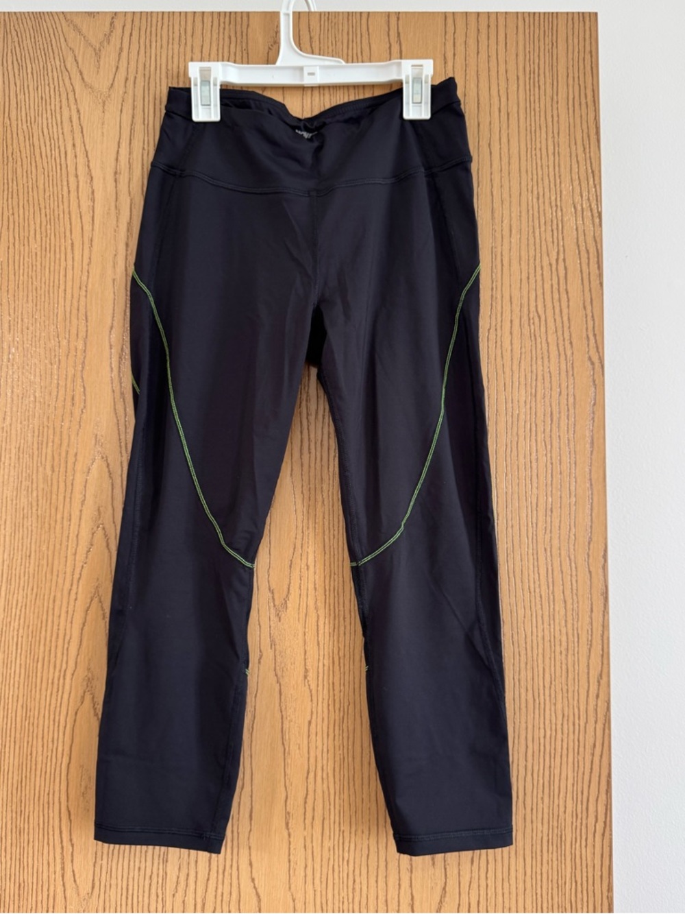 Fashion Nova Black Athletic Leggings with Green Stitching